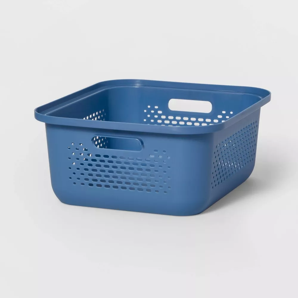 Superio Ribbed Plastic Storage Basket Organizer (4 Pack), 22 Liter