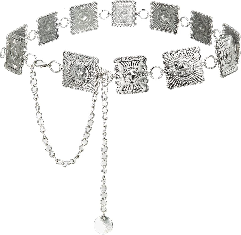 Waist chain women's metal chain dress with sweater chain gold retro Turquoise stone punk belt con... | Amazon (US)