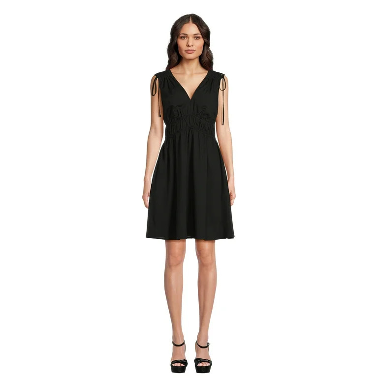 Time and Tru Women's and Women's Plus  Tie Shoulder Mini Dress, Sizes XS-4X | Walmart (US)
