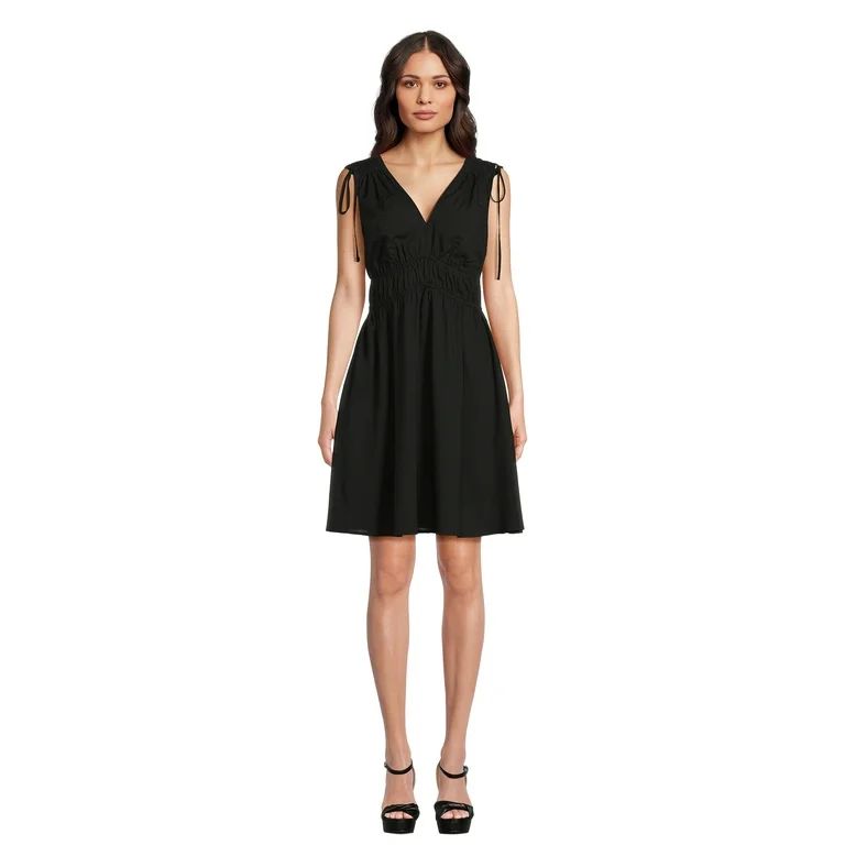 Time and Tru Women's Tie Shoulder Mini Dress, Sizes XS-XXXL | Walmart (US)