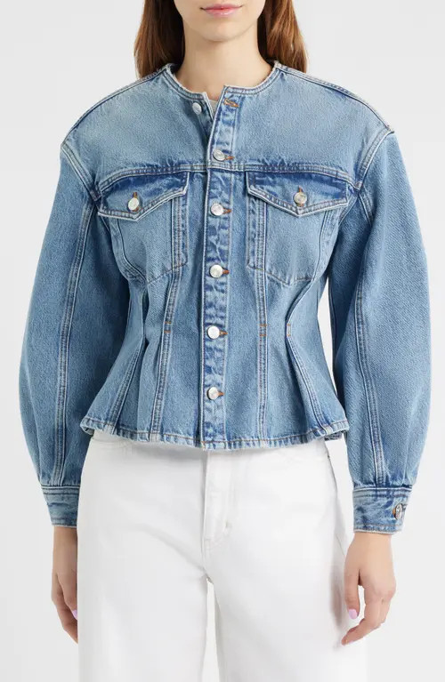 FRAME The Nipped Collarless Denim Jacket in Umbria at Nordstrom, Size Small | Nordstrom