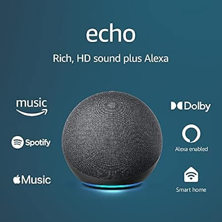 Echo (4th Gen) | With premium sound, smart home hub, and Alexa | Charcoal | Amazon (US)