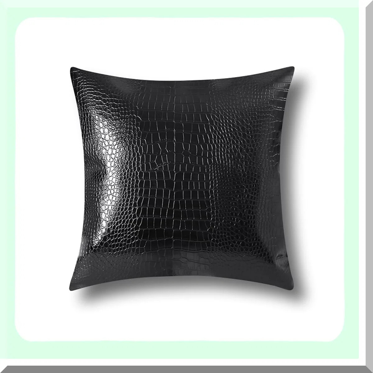 Crocodile Leather Cushion Cover - Black Sofa Home Decor - PU Leather Throw Pillow Cases for Couch... | Wayfair North America