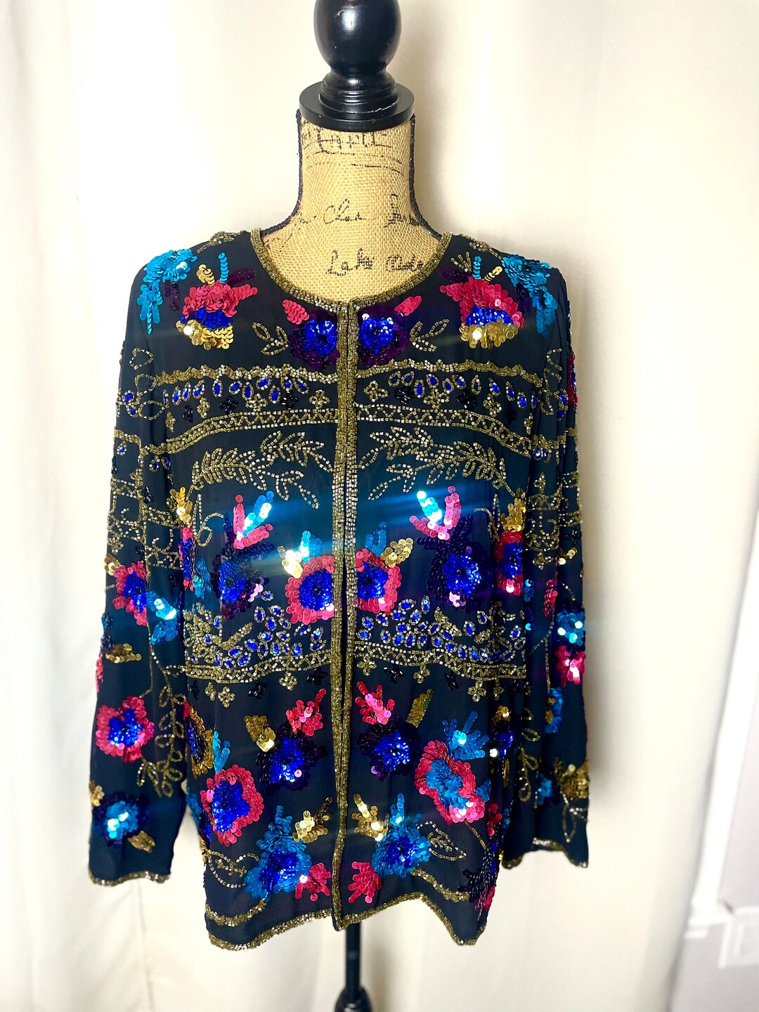 Vintage Sequin Beaded Blazer Sweater, Drapers & Damon’s Blazer Large | Etsy (US)