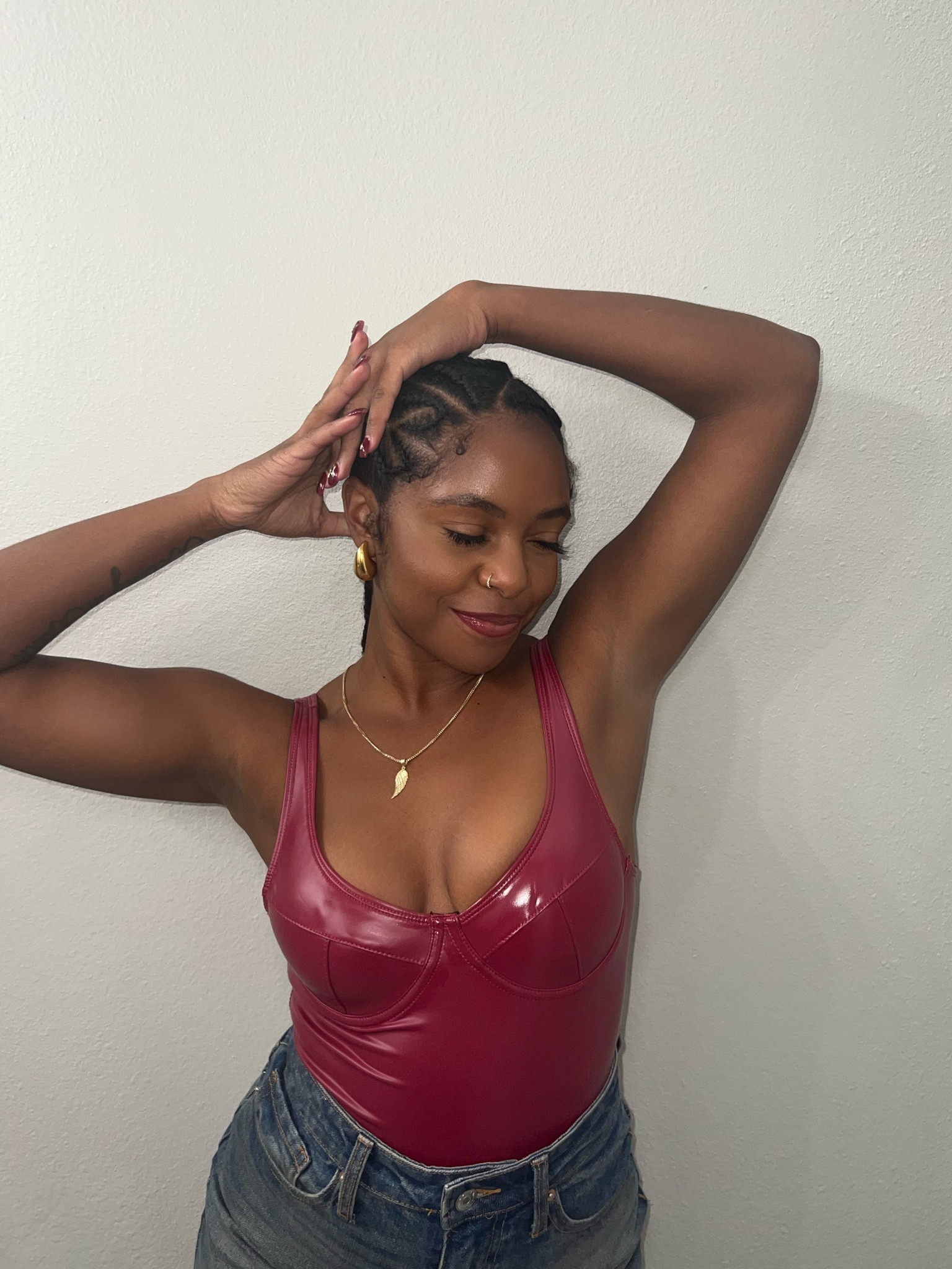 The perfect faux leather bodysuit for the fall. Pair it with a leather jacket or oversized coat for a chic look. #falloutfits #leather #wardrobestylist 

#LTKfindsunder100 #LTKstyletip #LTKSeasonal