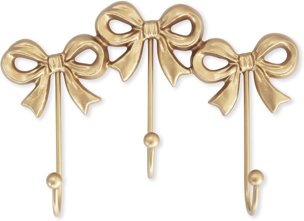 Bow Wall Hook,Small Wall Mounted Functional Hooks,Antique Gold Cast Iron Hook for Coats,Bags, Bat... | Amazon (US)