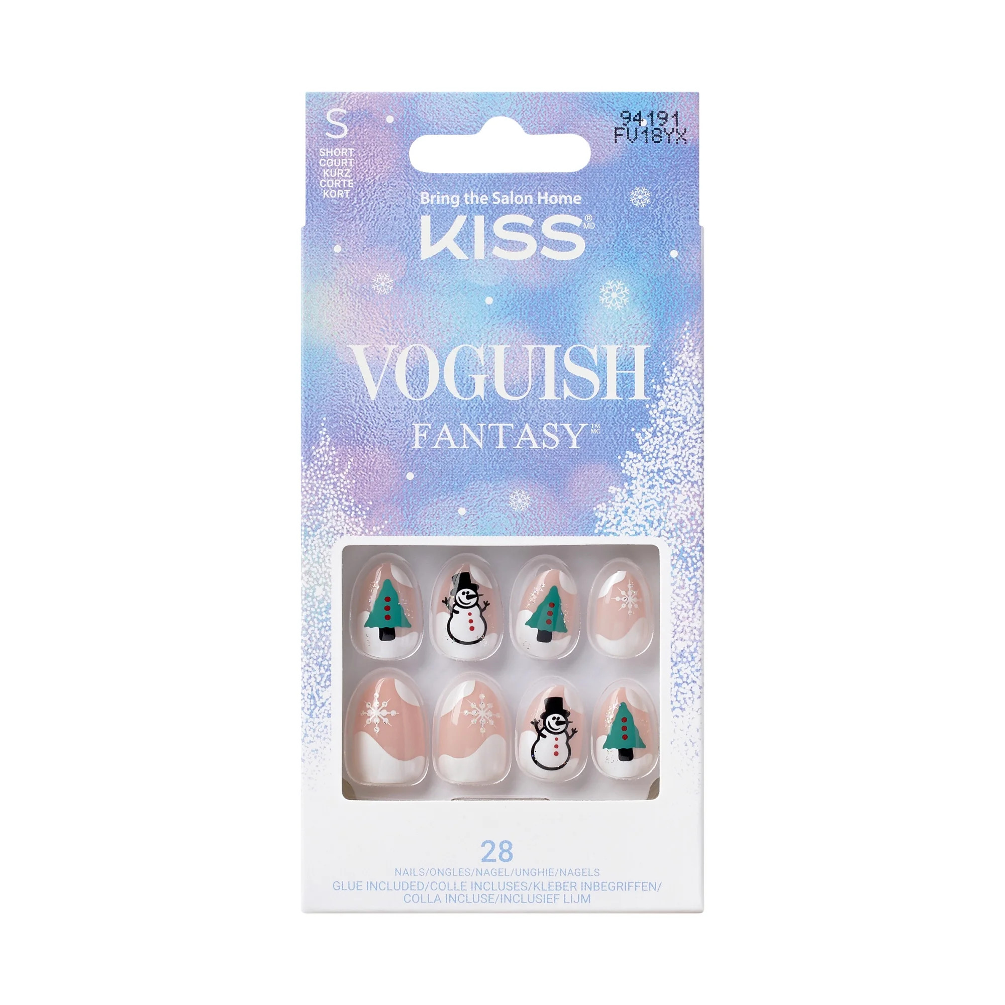 KISS Voguish Fantasy Holiday, Press on Nails, Bring Me Love, White, Short Almond, 28 Count | Walmart (US)