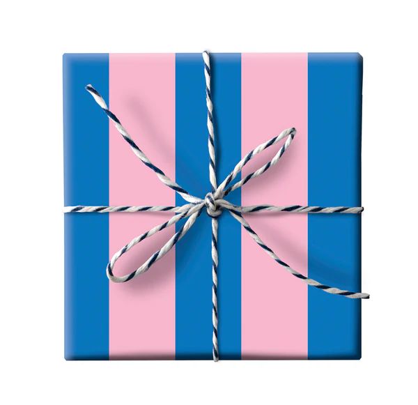 Holiday Gift Wrap - Pink & Blue Stripe | Joy Creative Shop