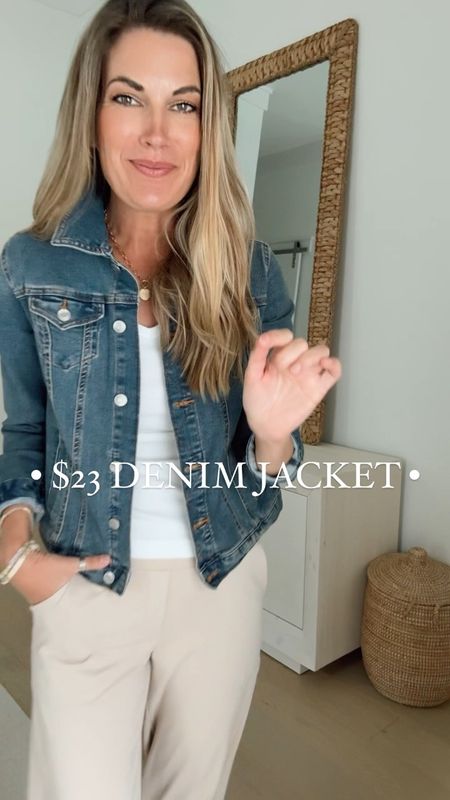 My favorite denim jacket is so affordable.  Wearing small.  I’m 5’11” wearing the 33” inseam light khaki pants in size small. Loafers true to size.  

#LTKVideo #LTKover40 #LTKfindsunder50