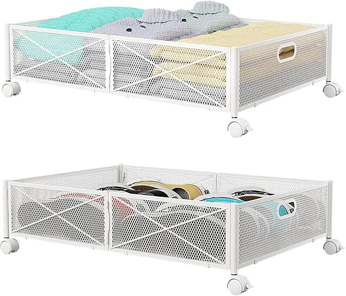 PHINOX Under Bed Storage with wheels, Under the Bed Storage Containers,Upgrade Crossed Iron Wire,... | Amazon (US)