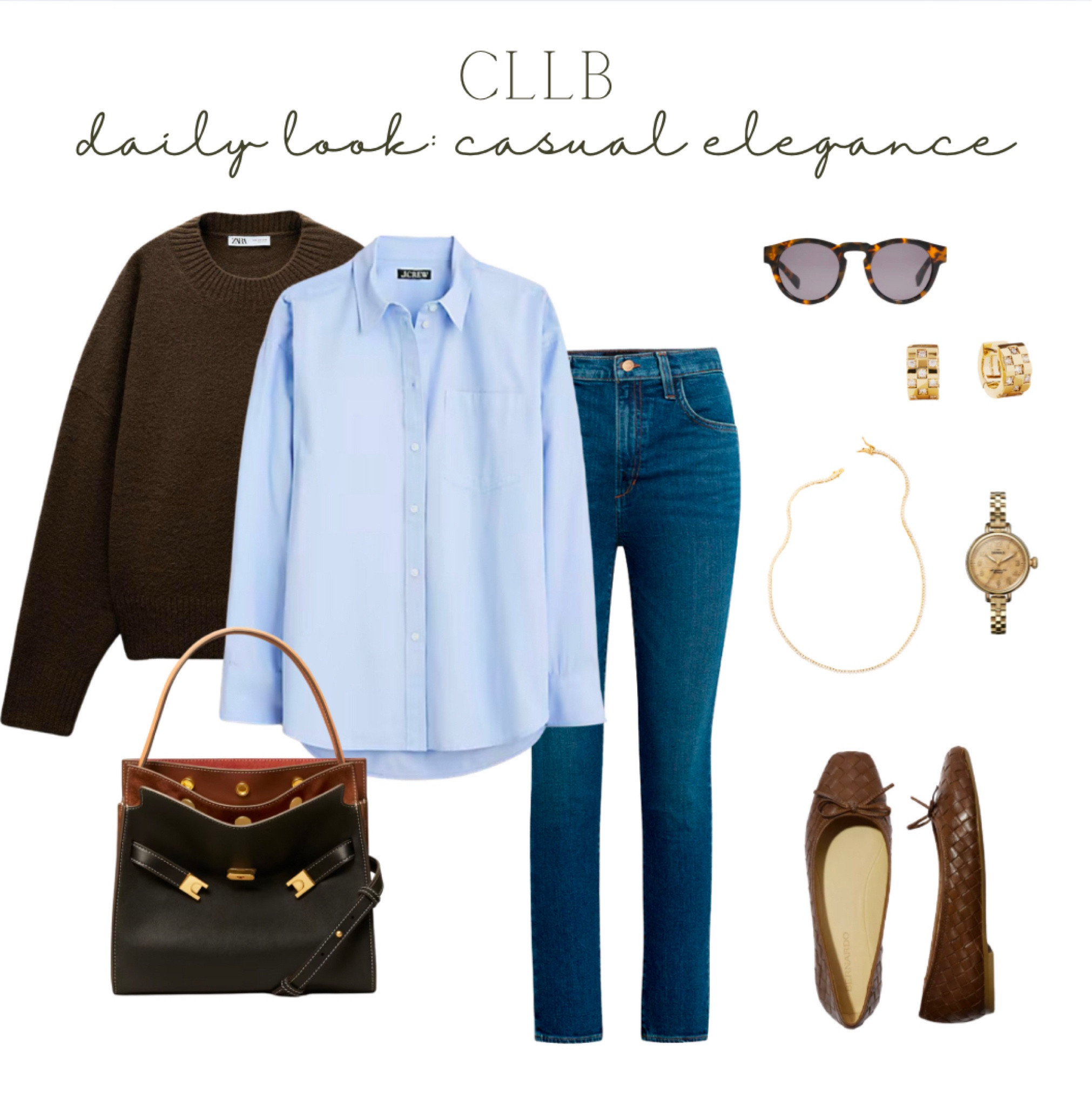 Casual, relaxed elegance with an oversized button down, high-waist slim jeans, a cozy cashmere sweater, woven ballet flats, a modern yet classic bag, and tennis necklace and gold jewelry ✨ 

#LTKStyleTip #LTKOver40 #LTKItBag