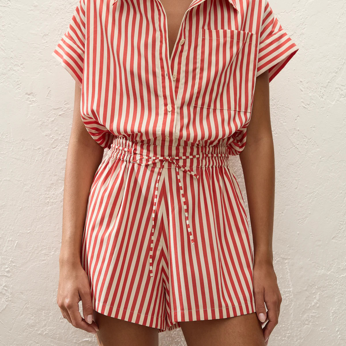 Zion Playsuit Orozco Stripe Dusty Tomato | Faithfull (AU)