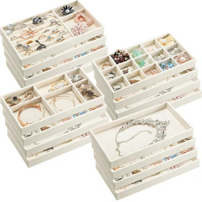 16 Pcs Stackable Jewelry Organizer Trays For Drawers, Velvet Jewelry Drawer Inserts Trays Earring Organizer, 8.3X5x1 Inch Dresser Ring Easter Earring | Wayfair North America