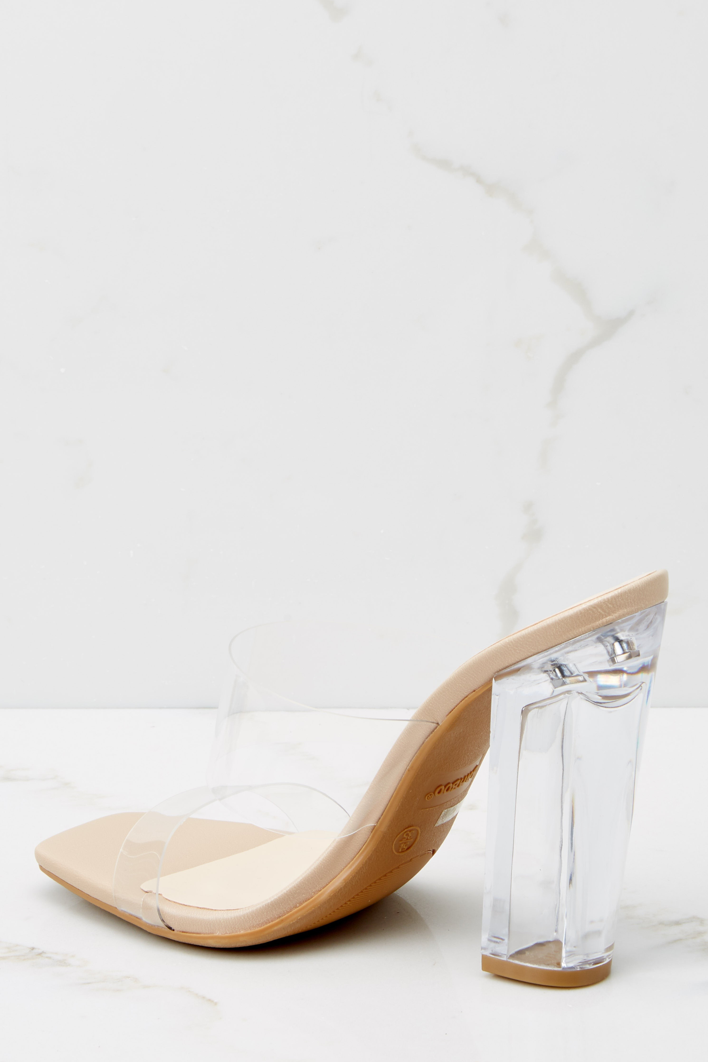 Grand Entrance Nude And Clear High Heel Sandals | Red Dress 