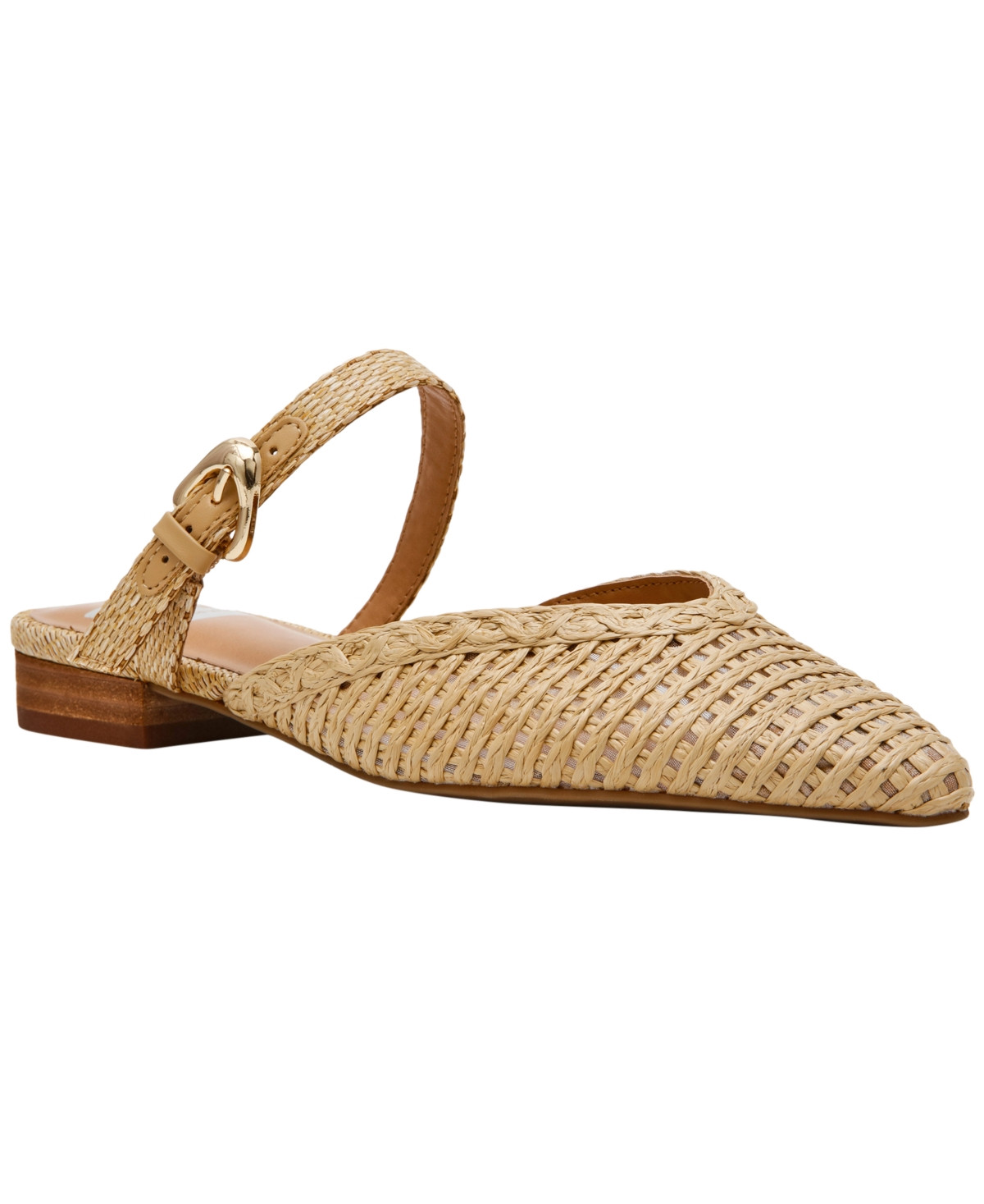 Dv Dolce Vita Women's Domainica Woven Buckle Flat Almond-Toe Mules - Natural Raffia | Macy's