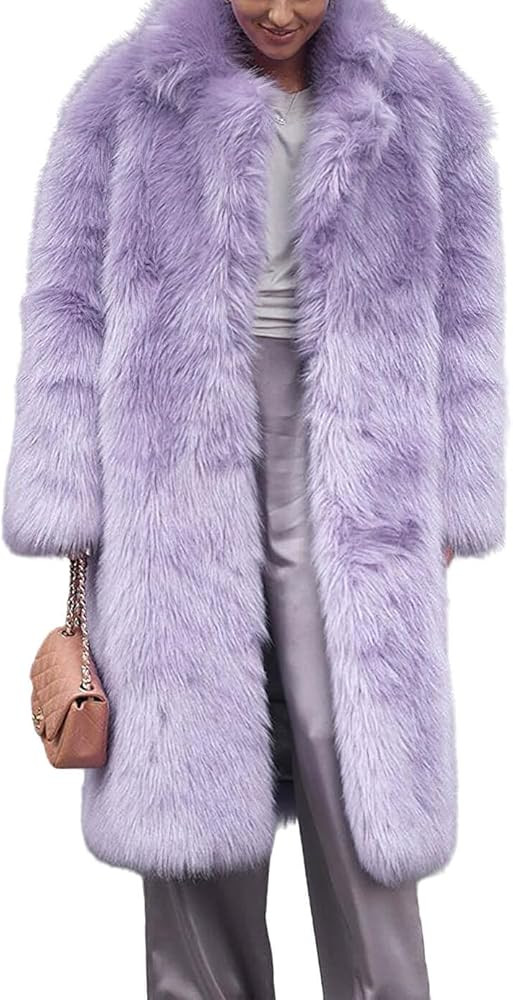 CHARTOU Women's Fluffy Faux Fur Overcoat Winter Warm Thicken Open Front Long Maxi Outwear | Amazon (US)