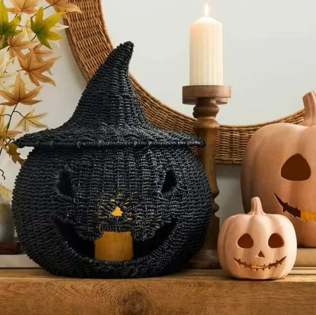 Besthm Hand Knit Pumpkin Basket 10.6 inches, Halloween Handmade Knit Pumpkin Lantern, Pumpkin Lan... | Walmart (US)