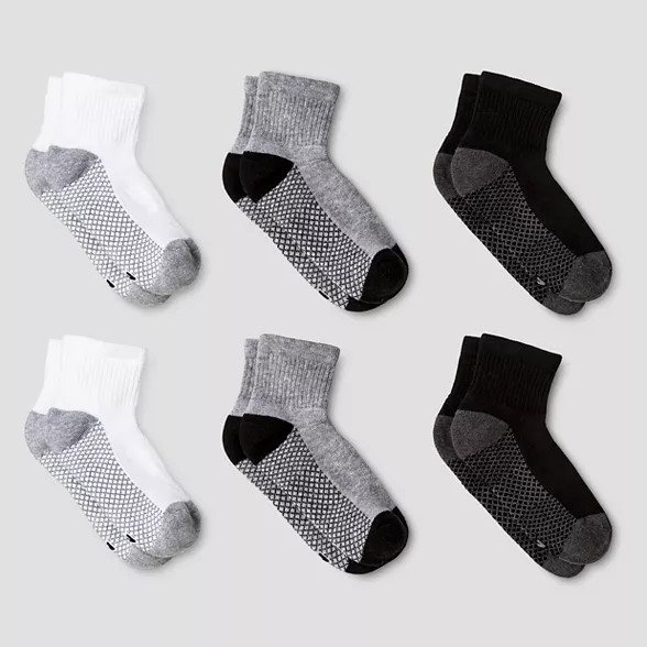 Boys' 6pk Athletic Anke Socks - Cat & Jack™ White/Gray/Black | Target