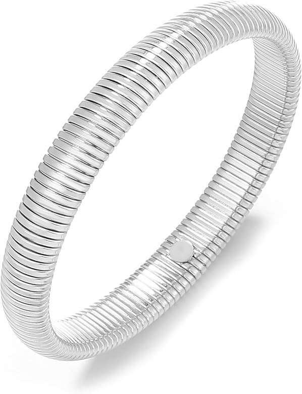 CONRAN KREMIX Gold Chunky Bangle Stretch Bracelets For Women 14K Real Gold Filled Stainless Steel... | Amazon (US)