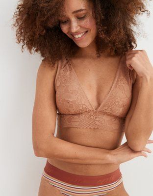 Aerie Paradise Lace Padded Plunge Bralette | American Eagle Outfitters (US & CA)