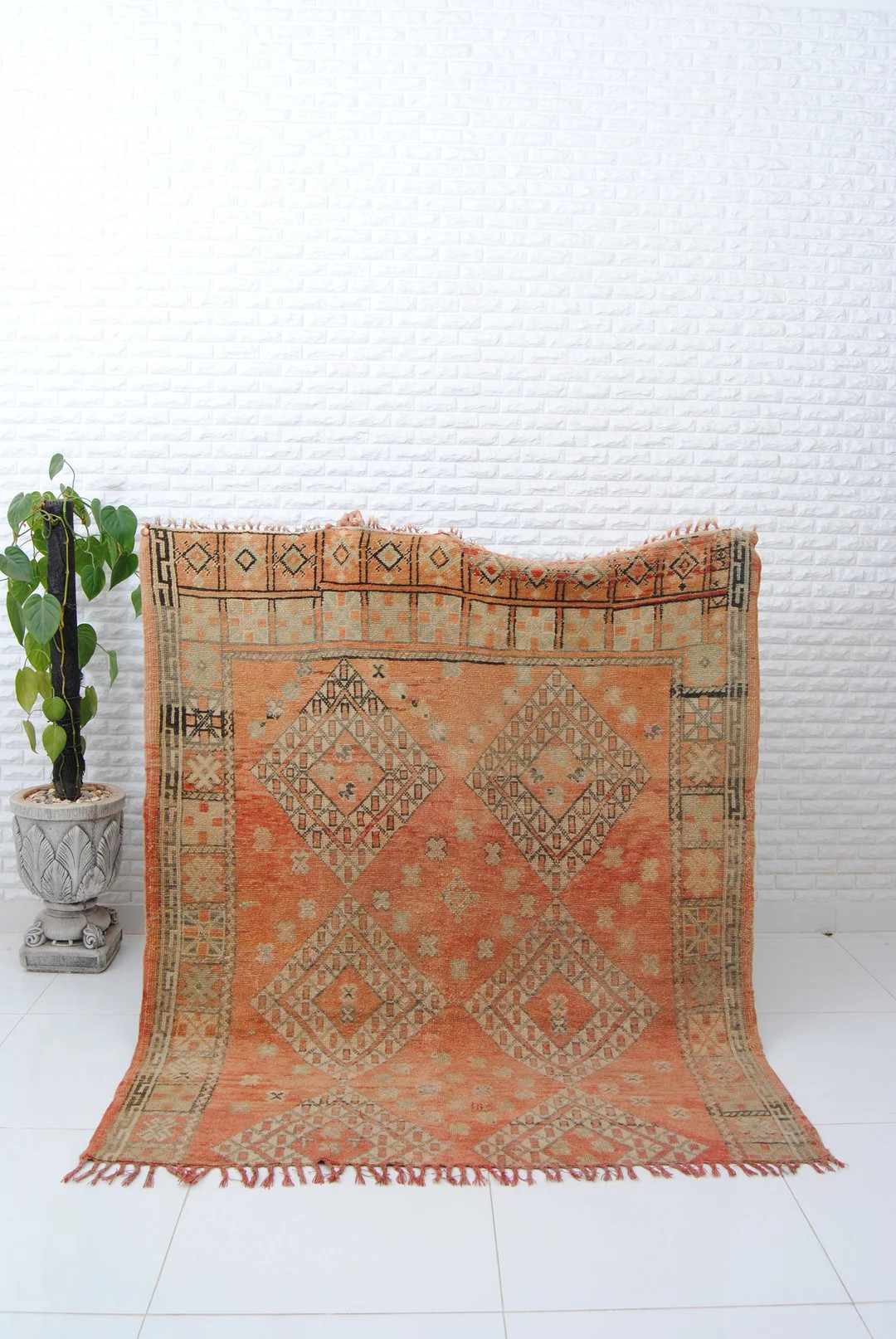 Authentic Morocco Vintage Boujaad Rug Red Boujaad Rug Unique Boujad Rug Berber Area Rug 180 x 160... | Etsy (US)