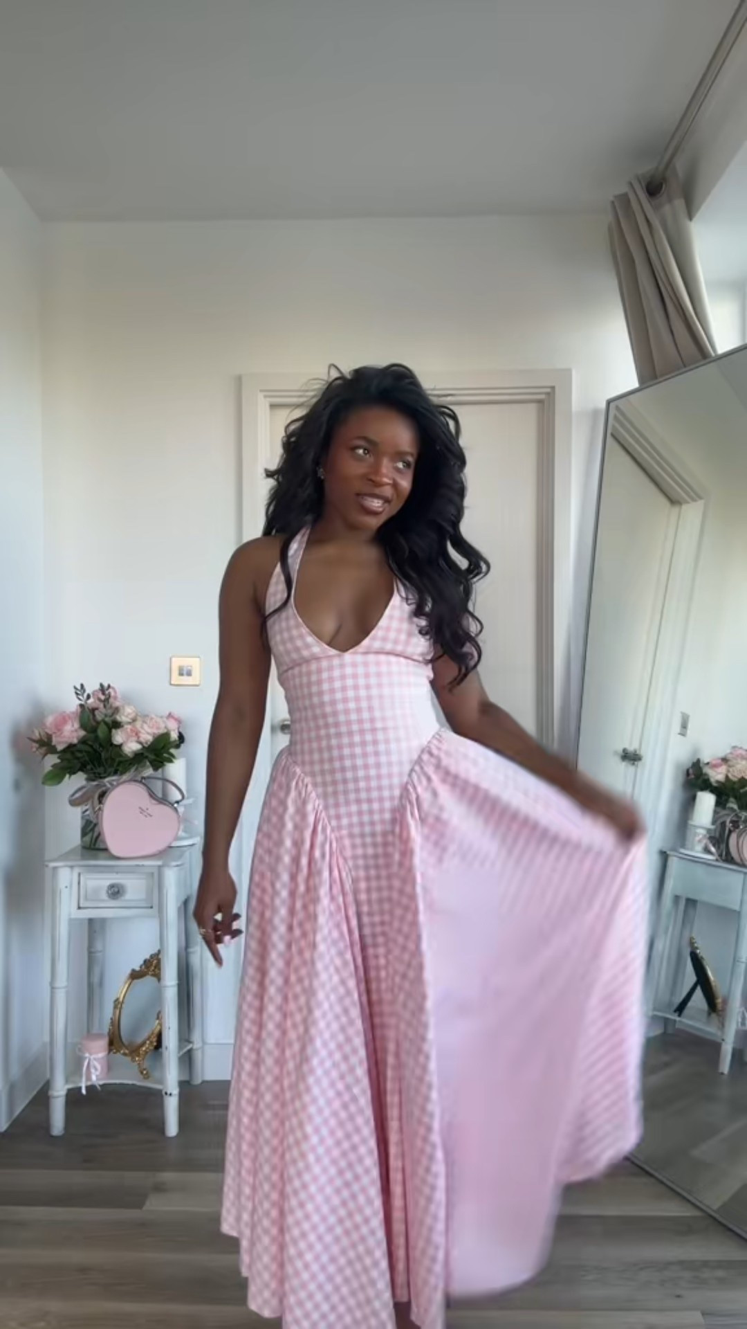 The Marilyn from house of cb is my dream dress in every way! 🎀🤍🏹 the pretty pink gingham, the halter neck + the twirl factor?! Obsessed 

#LTKWatchNow #LTKStyleTip