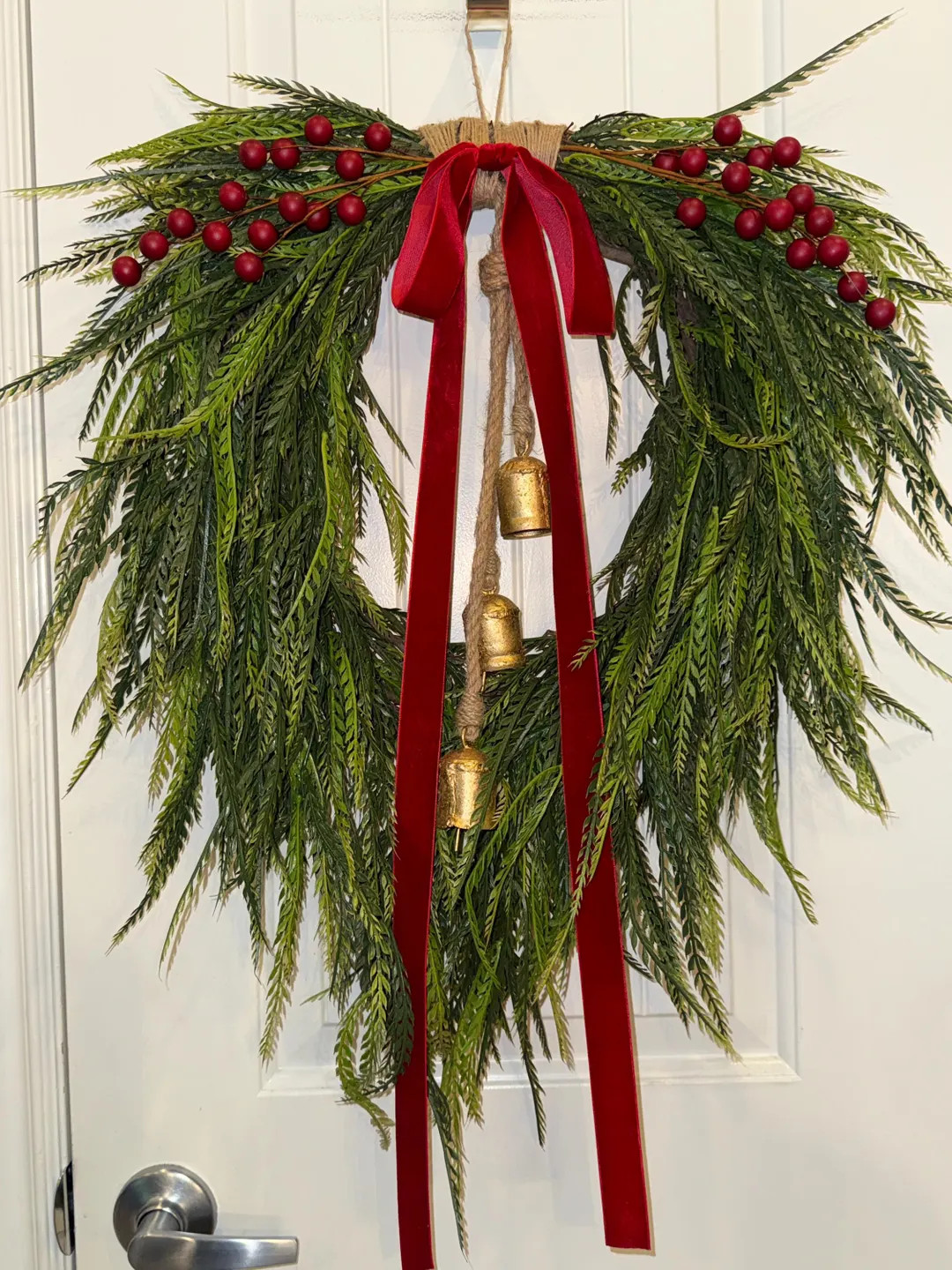 Winter Wreath, Neutral Evergreen Christmas Wreath, Faux Evergreen Holiday Wreath With Red Berries... | Etsy (US)