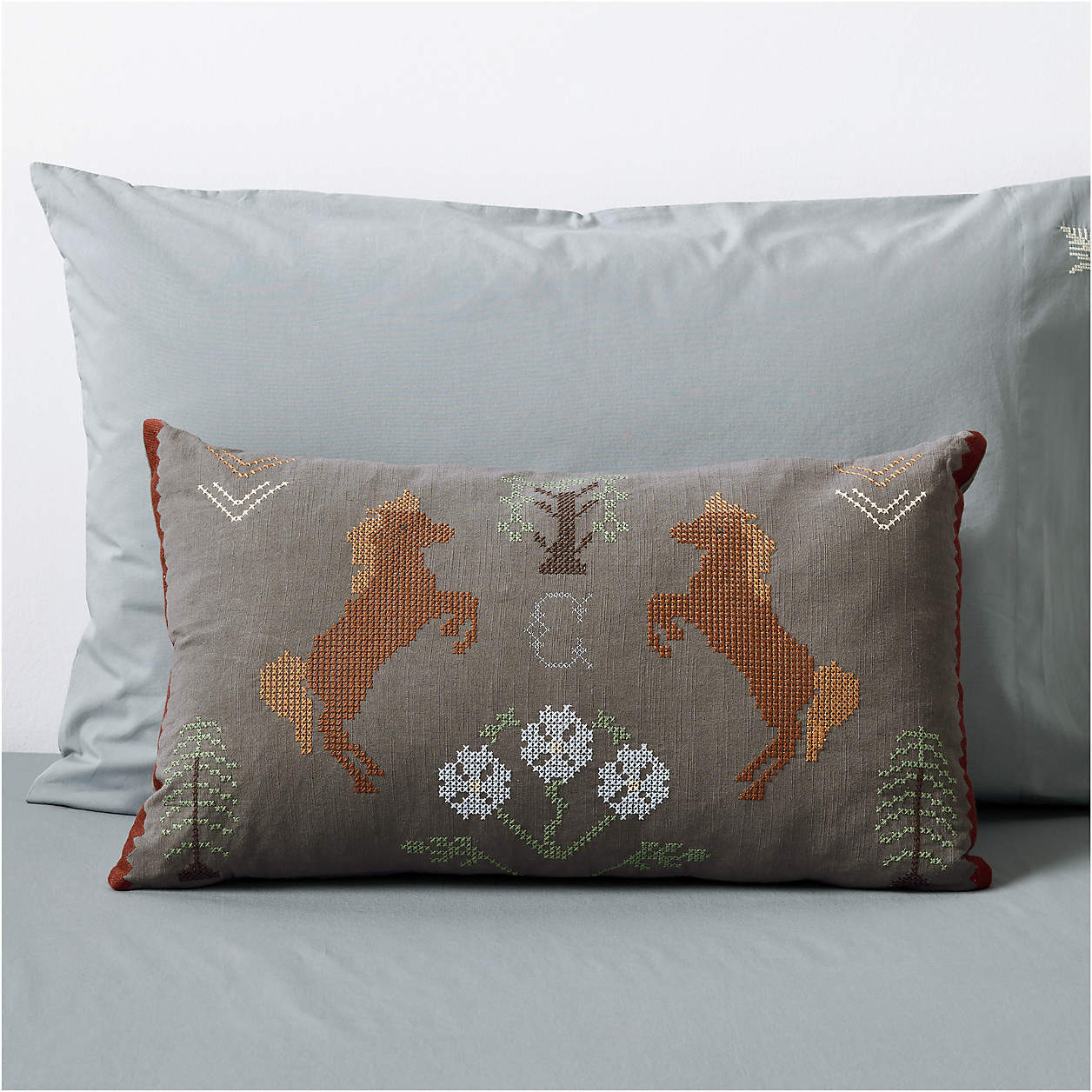 Prairie Embroidered Kids Throw Pillow by Sharland England | Crate & Kids | Crate & Barrel