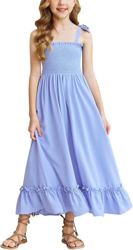 Arshiner Girls Summer Dress Boho Beach Casual Smocked Maxi Dresses 6-13 Years | Amazon (US)