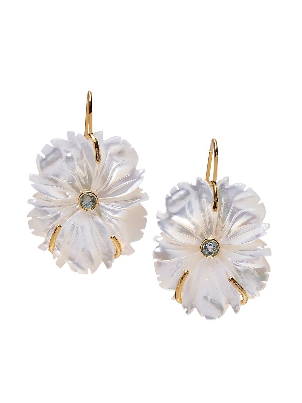 Lizzie Fortunato Azure Postcard New Bloom 18K Gold-Plate, Mother-Of-Pearl & Blue Topaz Earrings | Saks Fifth Avenue