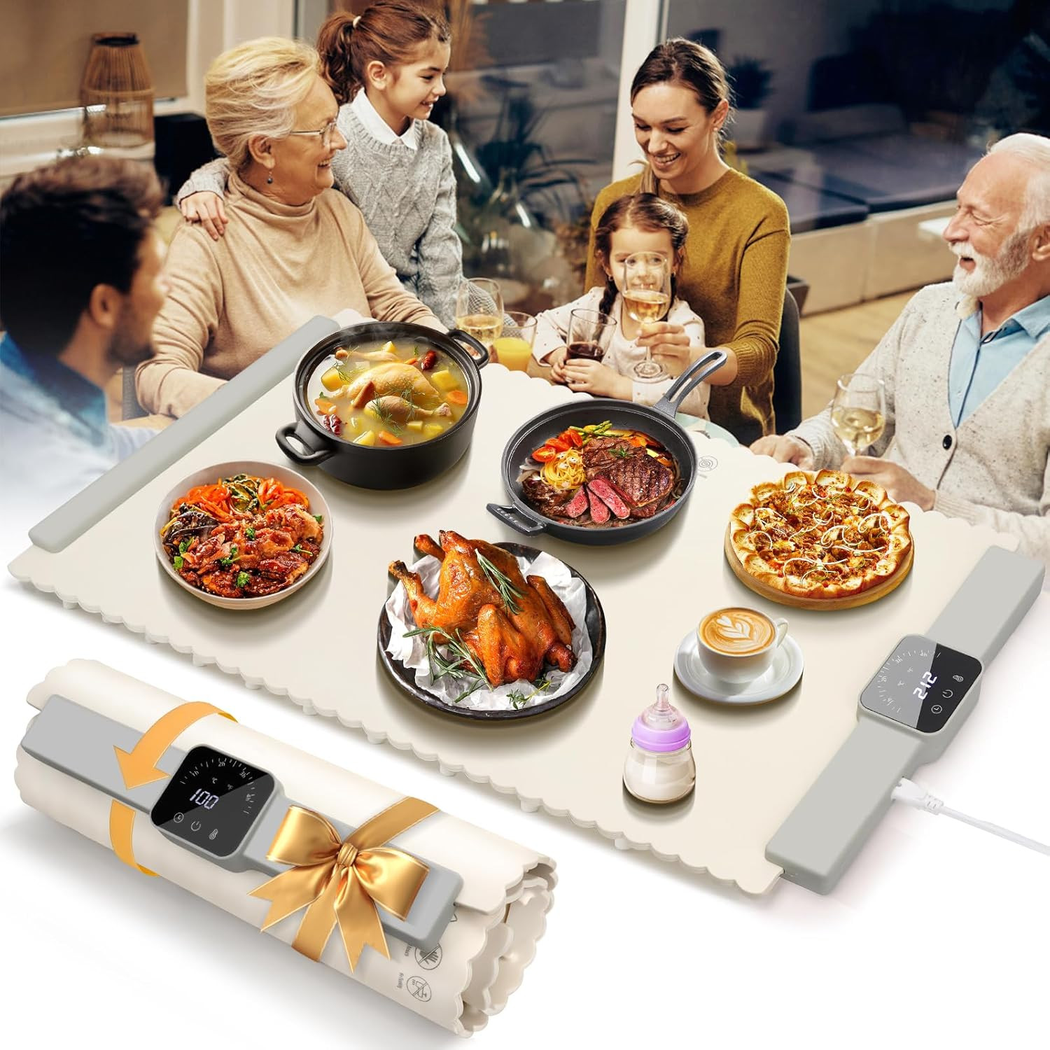 Warming Mat for Food, Full Surface Rapid Food Heating Mat - Adjustable Electric Warming Tray with... | Amazon (US)