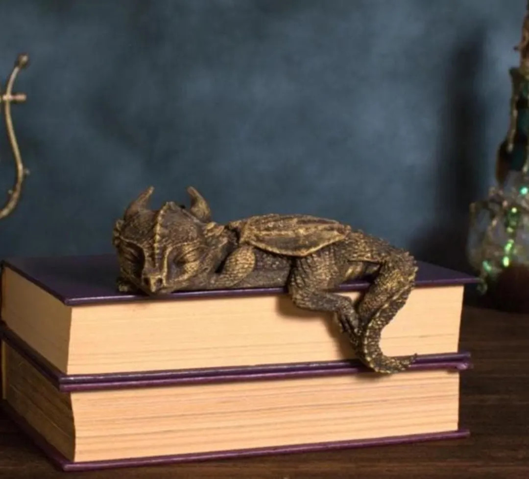 Sleepy Dragon Hatchling Bookshelf Decor – Fantasy Figurine | Book Nook Companion | Etsy (Global)