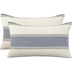 AmHoo Pack of 2 Farmhouse Linen Throw Pillow Cover Cushion Stripe Decoration Buffalo Retro Pillow... | Amazon (US)