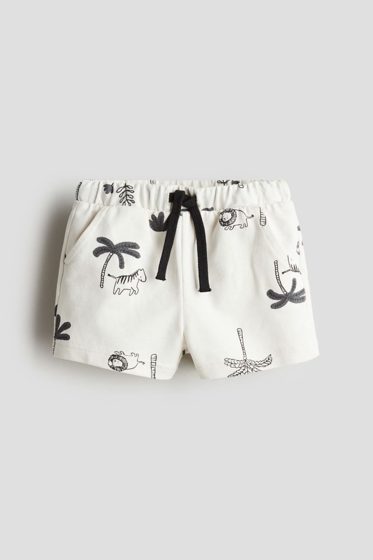 Cotton Shorts - Regular waist - Short - White/animals - Kids | H&M US | H&M (US + CA)