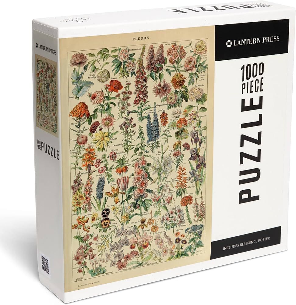 Lantern Press 1000 Piece Jigsaw Puzzle, Assorted Flowers, E, Vintage Bookplate, Adolphe Millot Ar... | Amazon (US)