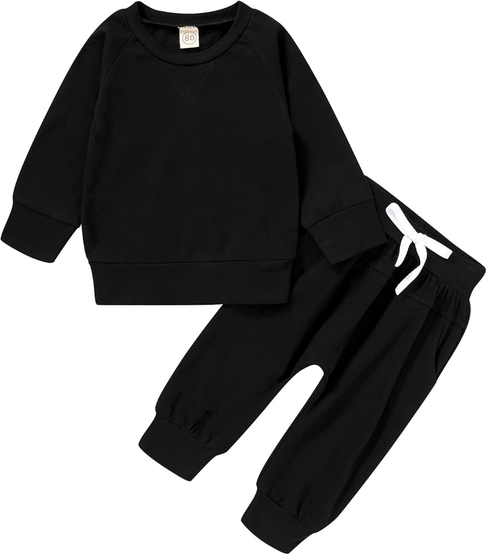 Happy Town Fall Outfits for Toddler Girl Boy Long Sleeve Top and Long Pants Set Toddler Sweatsuit... | Amazon (US)