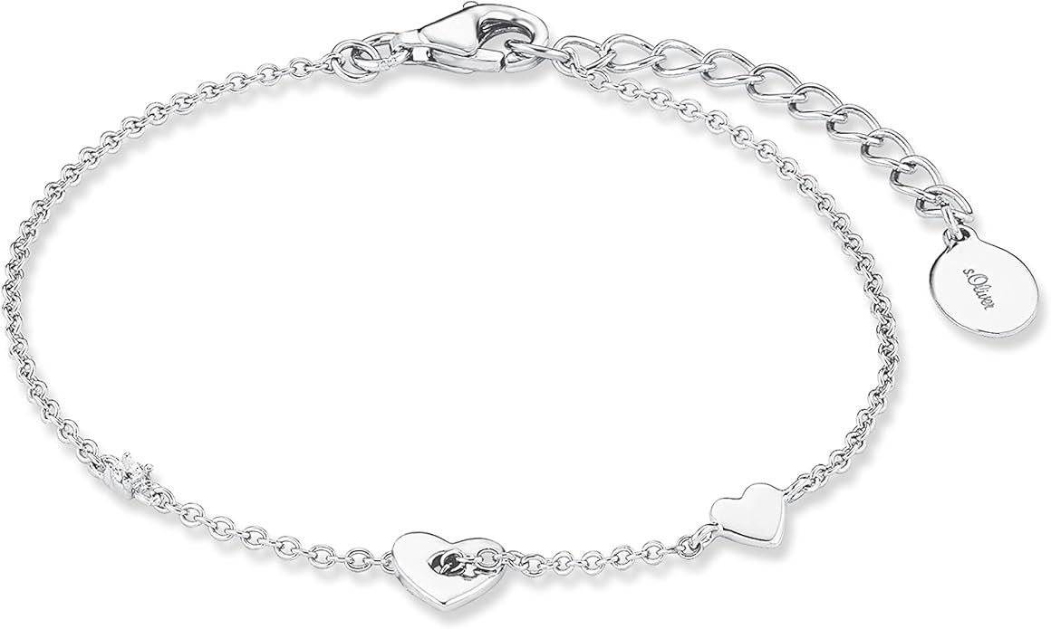 s.Oliver Bracelet Women Arm jewelry, with Zirconia synth., 16+3 cm, Silver, Heart, Comes in jewel... | Amazon (UK)