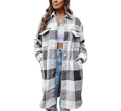 Womens Button Down Long Plaid Flannel Shirts Cardigan Long Sleeve Pockets Jacket Boyfriend Shirts | Amazon (US)