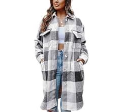 Womens Button Down Long Plaid Flannel Shirts Cardigan Long Sleeve Pockets Jacket Boyfriend Shirts | Amazon (US)
