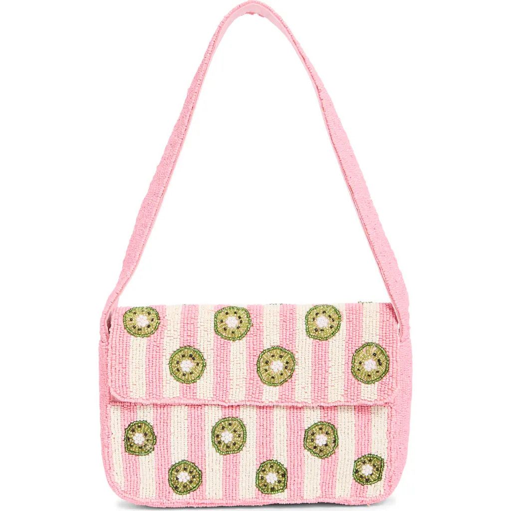 Collection XIIX Kiwi Stripe Beaded Baguette Shoulder Bag in Pink Multi at Nordstrom Rack | Nordstrom Rack