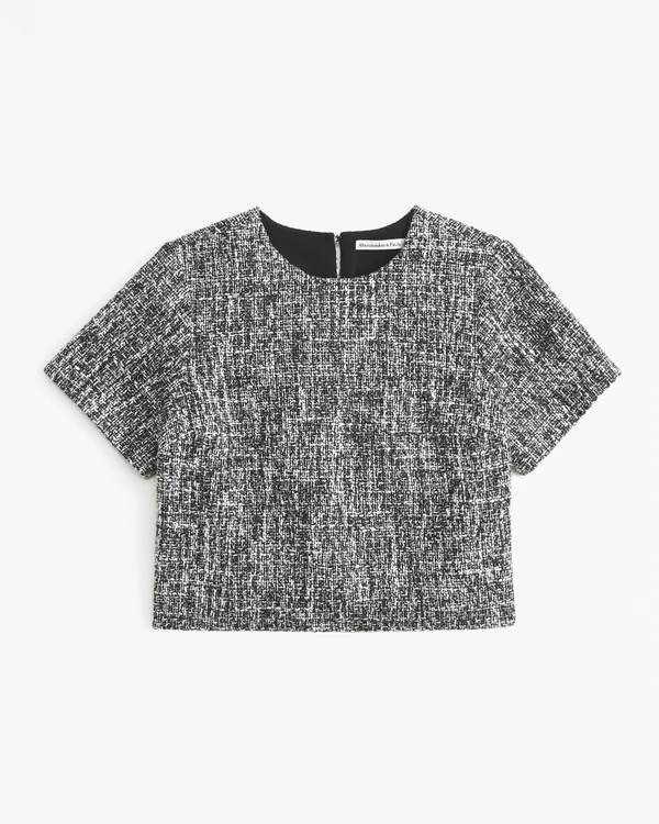 Tweed Woven Tee | Abercrombie & Fitch (US)
