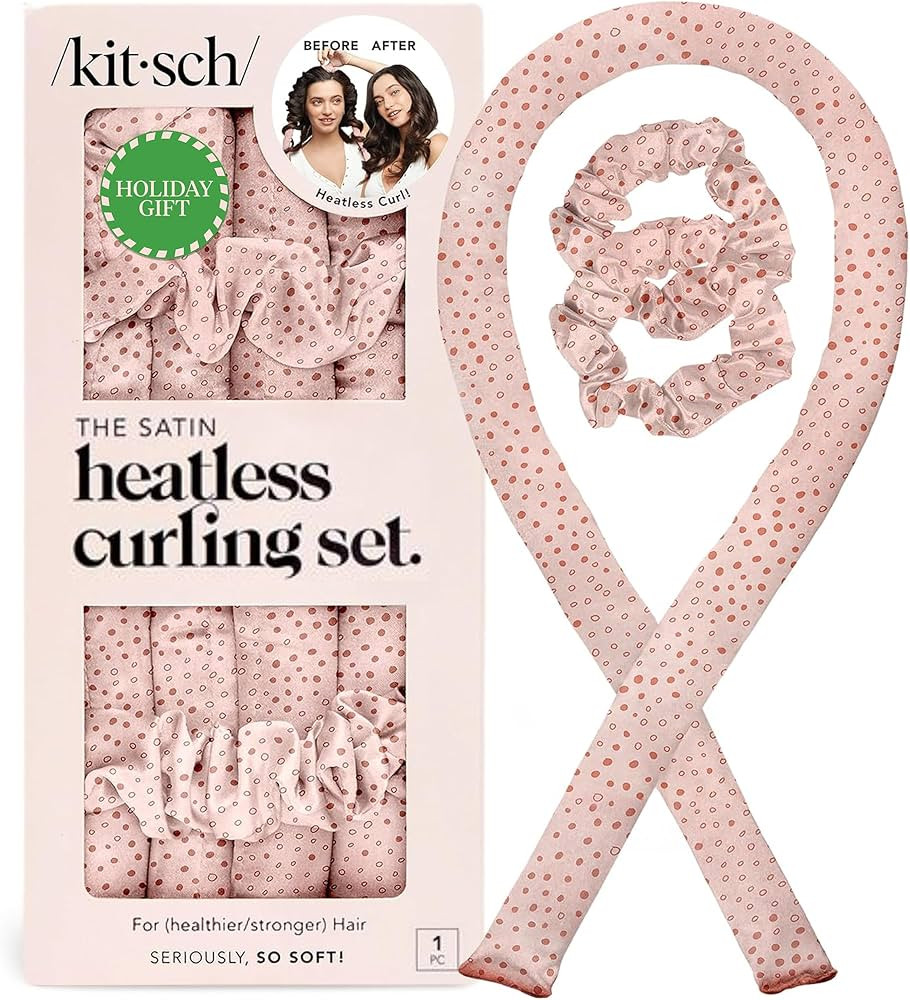 Kitsch Satin Heatless Curling Set – Heatless Curls Overnight with 34" Hair Curler & 2 Satin Scr... | Amazon (US)