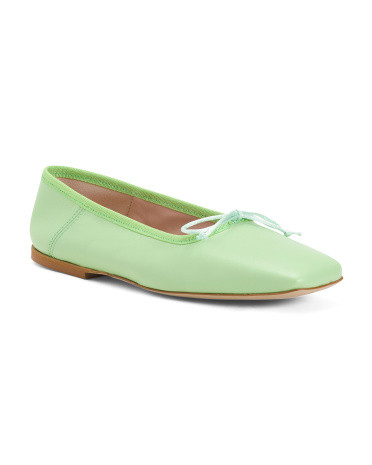 Made In Italy Leather Laura Square Toe Flats | TJ Maxx