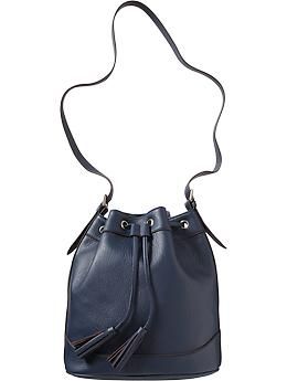 Women's Faux-Leather Tasseled Bucket Bags | Gap US