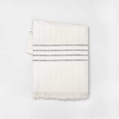 Throw Blanket Cream with Black Stripes - Hearth & Hand™ with Magnolia | Target