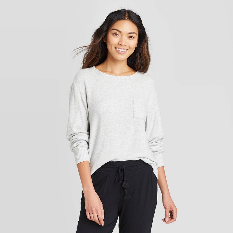 Women&#39;s Perfectly Cozy Lounge Sweatshirt - Stars Above&#8482; Light Gray S | Target