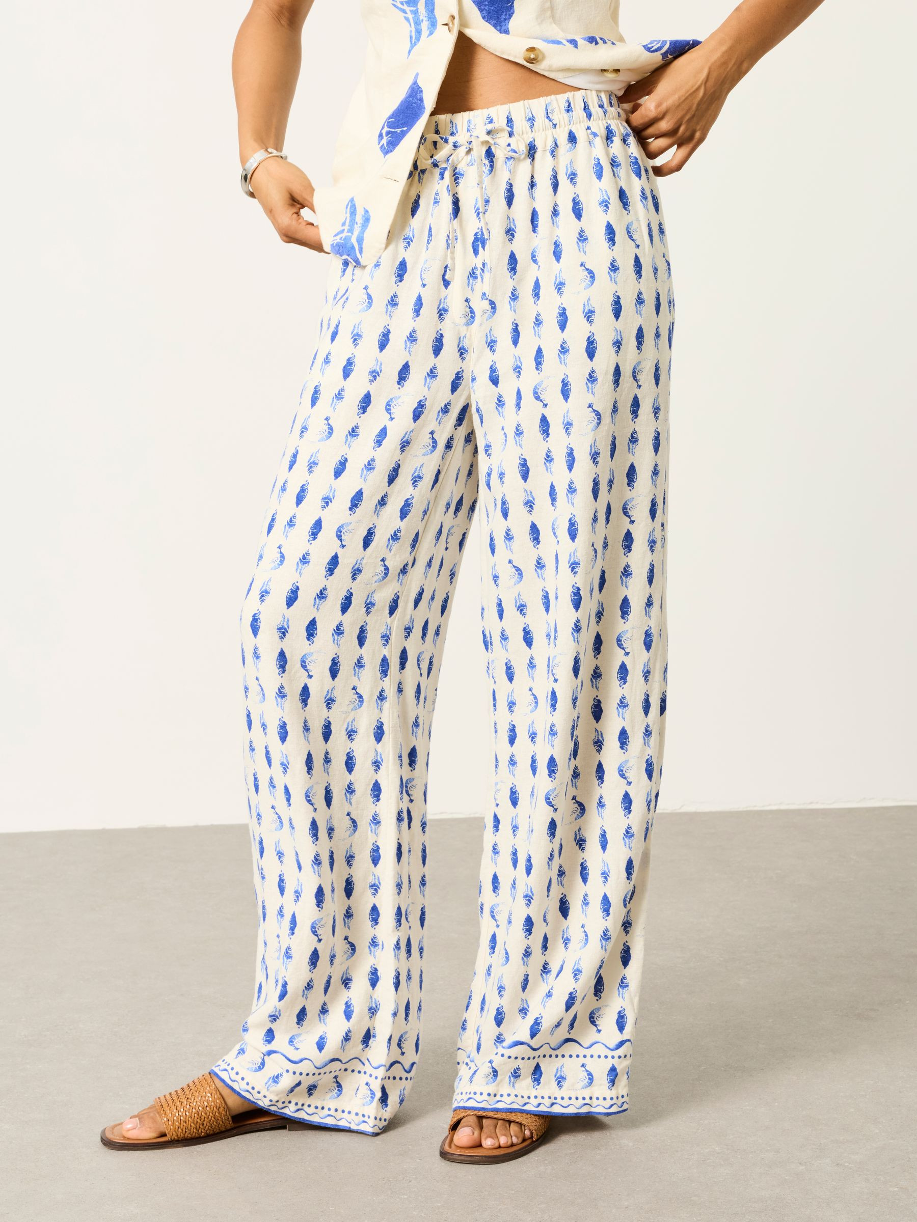 Melissa Ivory shell Palazzo Trousers in Ivory shell | Fat Face