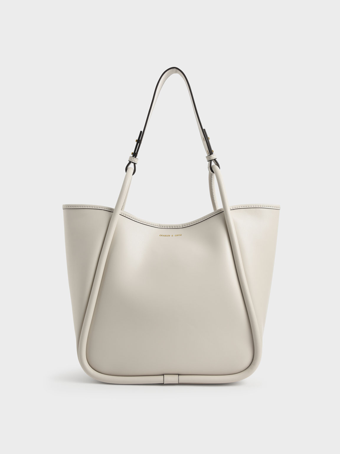 Cream Large Stitch-Trim Slouchy Tote Bag | CHARLES & KEITH | Charles & Keith US