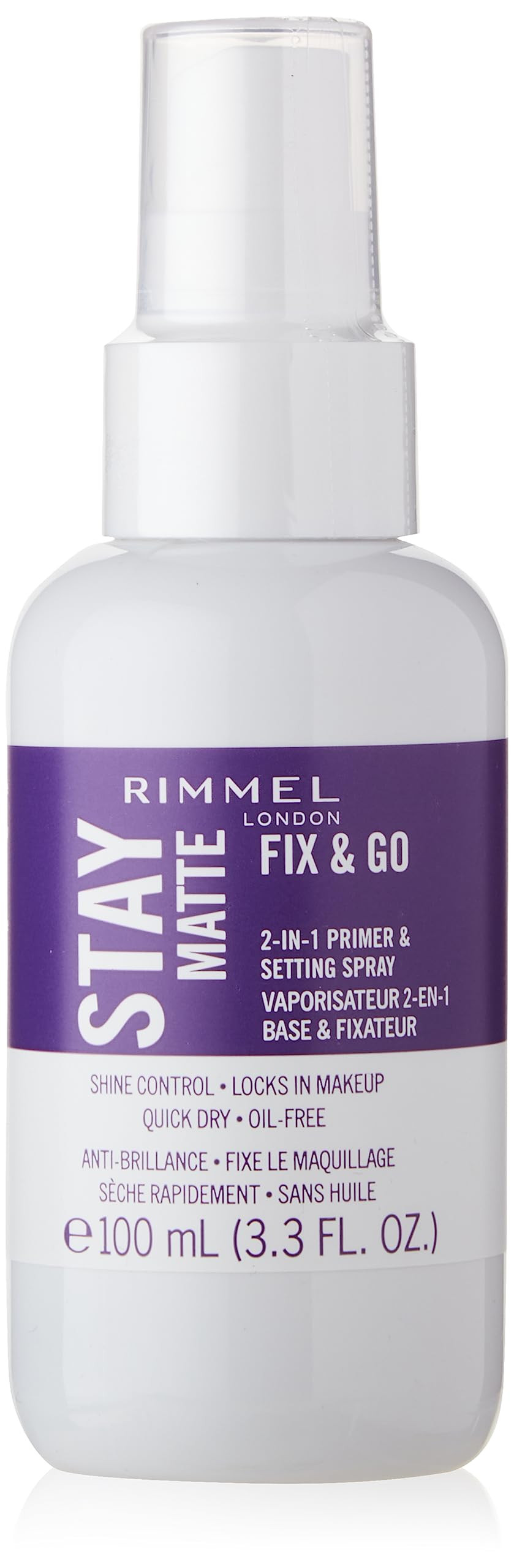 Rimmel London Stay Matte Fix & Go - 001 Transparent - 2-in-1 Primer & Setting Spray, Oil-Free, Lo... | Amazon (US)