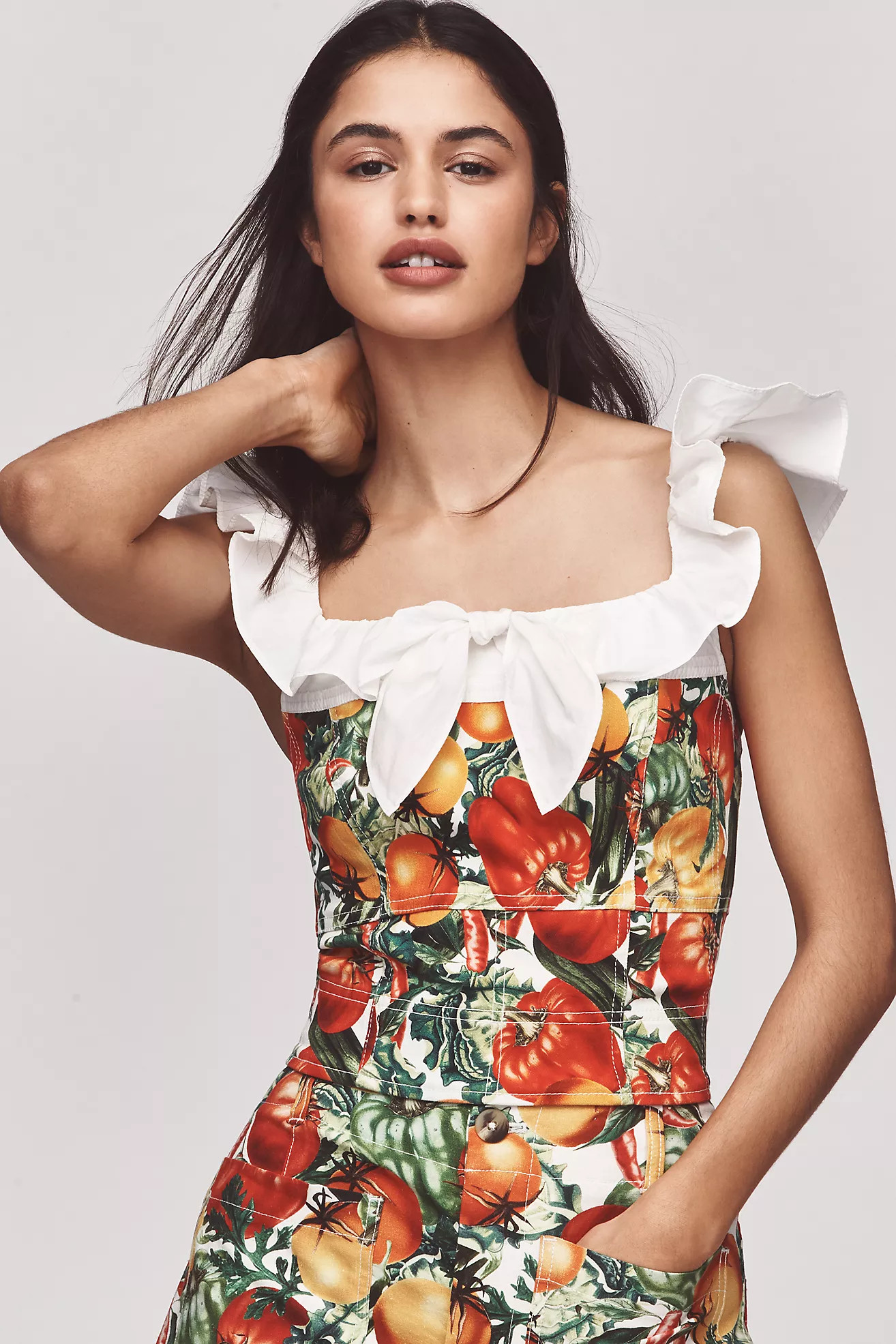 Maeve Flutter-Sleeve Cropped Blouse | Anthropologie (US)